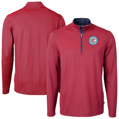 Men's Cutter & Buck Chicago Fire Big Tall Virtue Eco Pique Micro Stripe Recycled Quarter-Zip