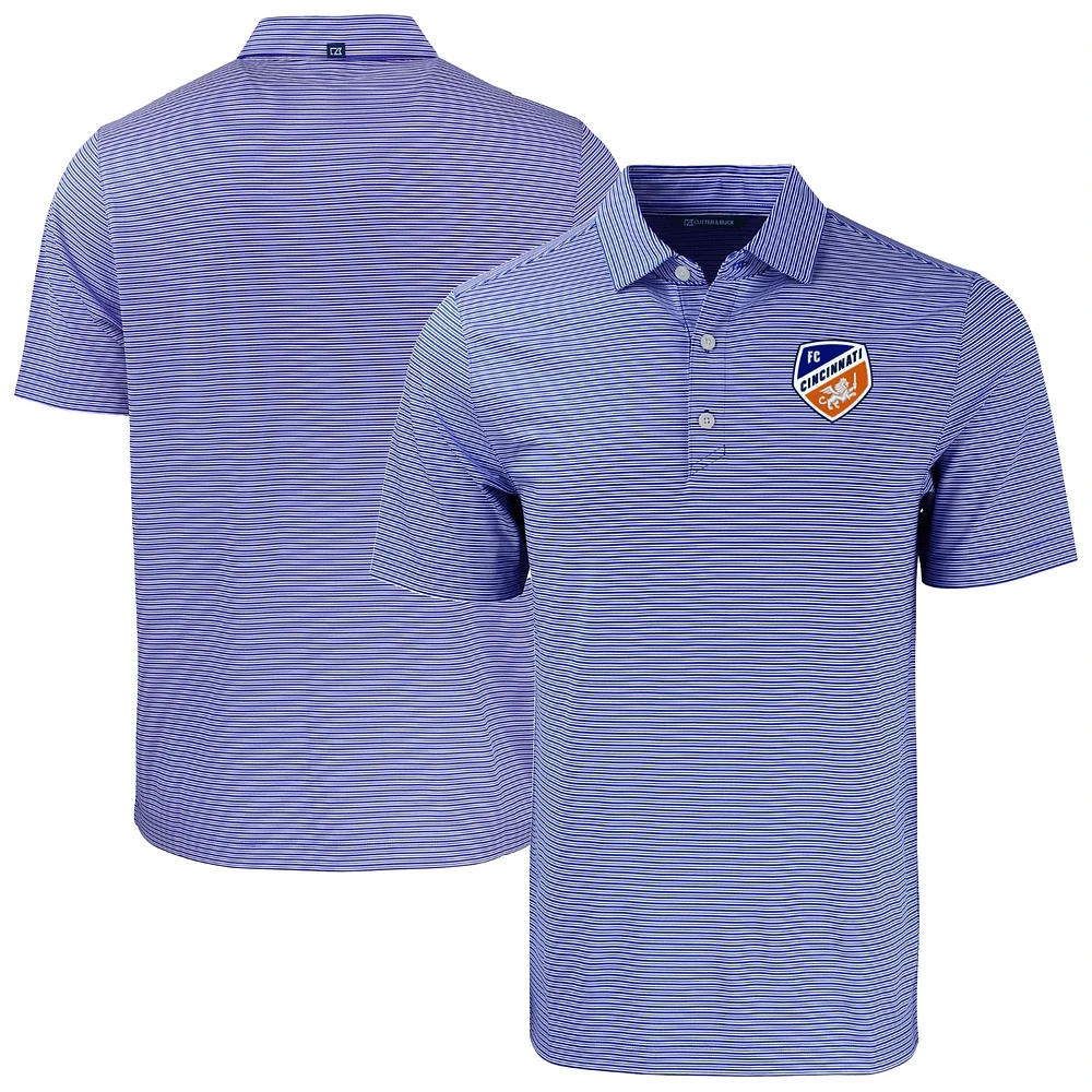 Men's Cutter & Buck Blue FC Cincinnati Big Tall Forge Eco Double Stripe Stretch Recycled Polo