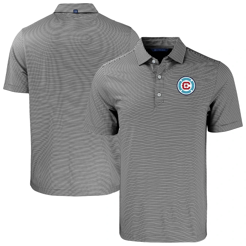 Men's Cutter & Buck Black Chicago Fire Big Tall Forge Eco Double Stripe Stretch Recycled Polo