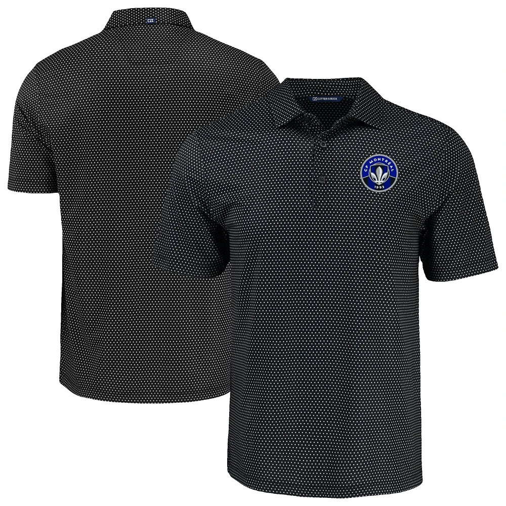 Men's Cutter & Buck Black CF Montreal Big Tall Pike Eco Shadow Check Print Recycled Polo