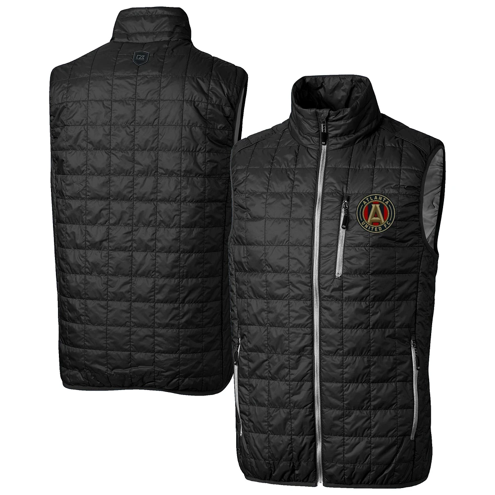 Men's Cutter & Buck Black Atlanta United FC Big Tall Rainier PrimaLoft Eco Insulated Full-Zip Puffer Vest