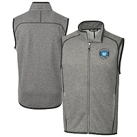 Men's Cutter & Buck  Heather Gray Charlotte FC Big Tall Mainsail Sweater-Knit Full-Zip Vest