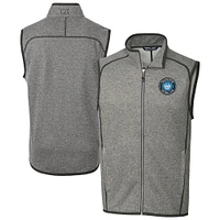 Men's Cutter & Buck  Heather Gray Charlotte FC Big Tall Mainsail Sweater-Knit Full-Zip Vest