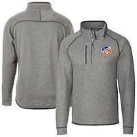 Men's Cutter & Buck  Heather Gray FC Cincinnati Big Tall Mainsail Sweater-Knit Half-Zip Pullover Top