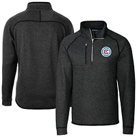 Men's Cutter & Buck  Heather Charcoal Chicago Fire Big & Tall Mainsail Sweater-Knit Half-Zip Pullover Top
