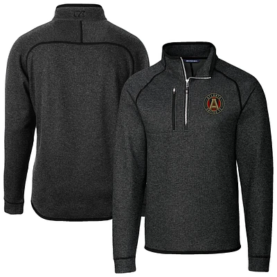 Men's Cutter & Buck  Heather Charcoal Atlanta United FC Big Tall Mainsail Sweater-Knit Half-Zip Pullover Top