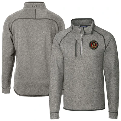 Men's Cutter & Buck  Heather Gray Atlanta United FC Big Tall Mainsail Sweater-Knit Half-Zip Pullover Top