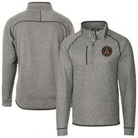 Men's Cutter & Buck  Heather Gray Atlanta United FC Big Tall Mainsail Sweater-Knit Half-Zip Pullover Top