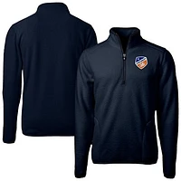 Men's Cutter & Buck  Navy FC Cincinnati Big Tall Cascade Eco Sherpa Fleece Quarter-Zip Pullover Jacket
