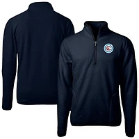 Men's Cutter & Buck  Navy Chicago Fire Big Tall Cascade Eco Sherpa Fleece Quarter-Zip Pullover Jacket