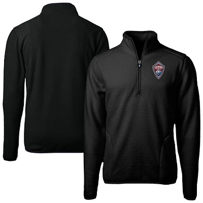 Men's Cutter & Buck  Black Colorado Rapids Big Tall Cascade Eco Sherpa Fleece Quarter-Zip Pullover Jacket