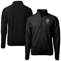 Men's Cutter & Buck  Black Colorado Rapids Big Tall Cascade Eco Sherpa Fleece Quarter-Zip Pullover Jacket