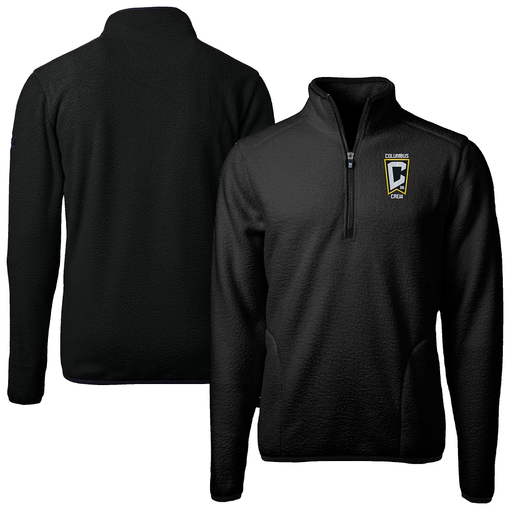 Men's Cutter & Buck  Black Columbus Crew Big Tall Cascade Eco Sherpa Fleece Quarter-Zip Pullover Jacket