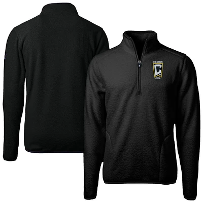 Men's Cutter & Buck  Black Columbus Crew Big Tall Cascade Eco Sherpa Fleece Quarter-Zip Pullover Jacket