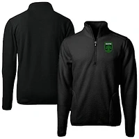 Men's Cutter & Buck  Black Austin FC Big Tall Cascade Eco Sherpa Fleece Quarter-Zip Pullover Jacket