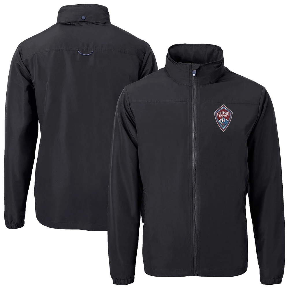 Men's Cutter & Buck Black Colorado Rapids Big Tall Charter Eco Knit Recycled Full-Zip Hoodie Jacket