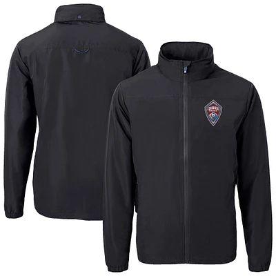 Men's Cutter & Buck  Black Colorado Rapids Big Tall Charter Eco Knit Recycled Full-Zip Hoodie Jacket