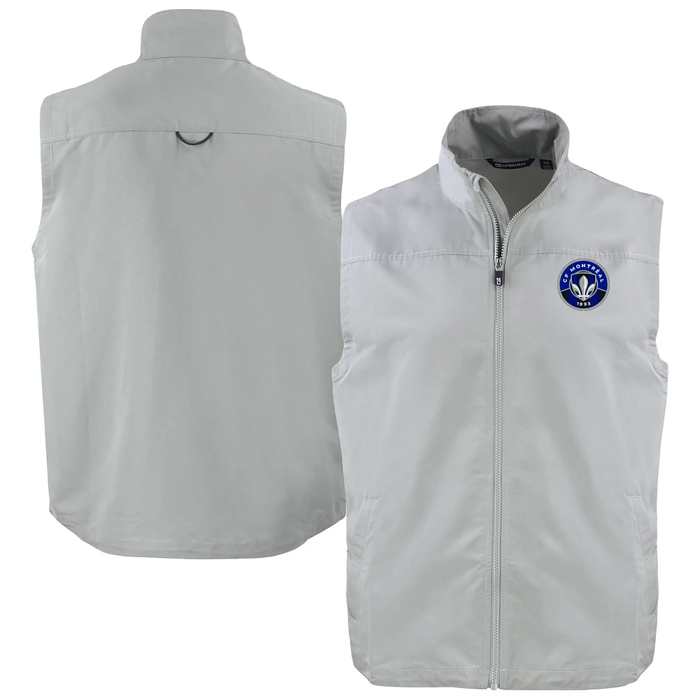 Men's Cutter & Buck Gray CF Montreal Big Tall Charter Eco Recycled Full-Zip Vest