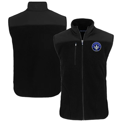 Men's Cutter & Buck Black CF Montreal Big Tall Cascade Eco Sherpa Fleece Full-Zip Vest