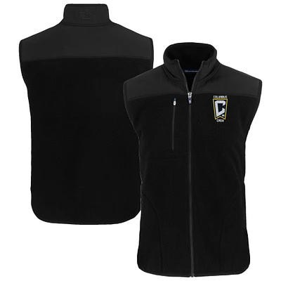 Men's Cutter & Buck Black Columbus Crew Big Tall Cascade Eco Sherpa Fleece Full-Zip Vest