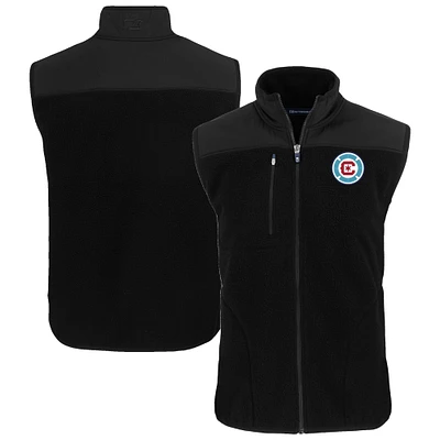 Men's Cutter & Buck Black Chicago Fire Big Tall Cascade Eco Sherpa Fleece Full-Zip Vest