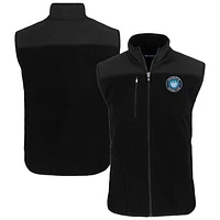 Men's Cutter & Buck Black Charlotte FC Big Tall Cascade Eco Sherpa Fleece Full-Zip Vest