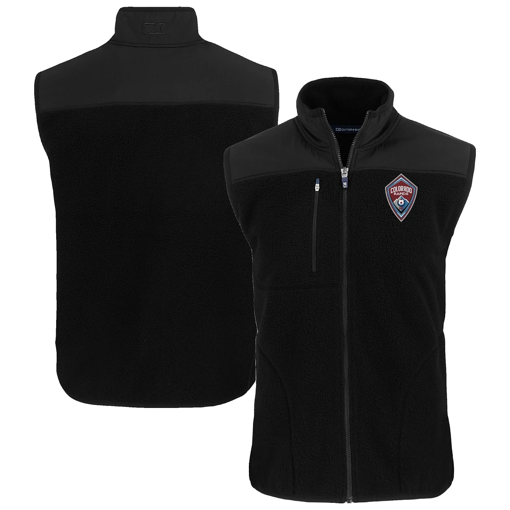 Men's Cutter & Buck Black Colorado Rapids Big Tall Cascade Eco Sherpa Fleece Full-Zip Vest