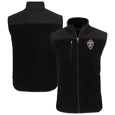 Men's Cutter & Buck Black Colorado Rapids Big Tall Cascade Eco Sherpa Fleece Full-Zip Vest