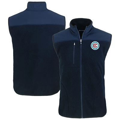 Men's Cutter & Buck Navy Chicago Fire Big Tall Cascade Eco Sherpa Fleece Full-Zip Vest