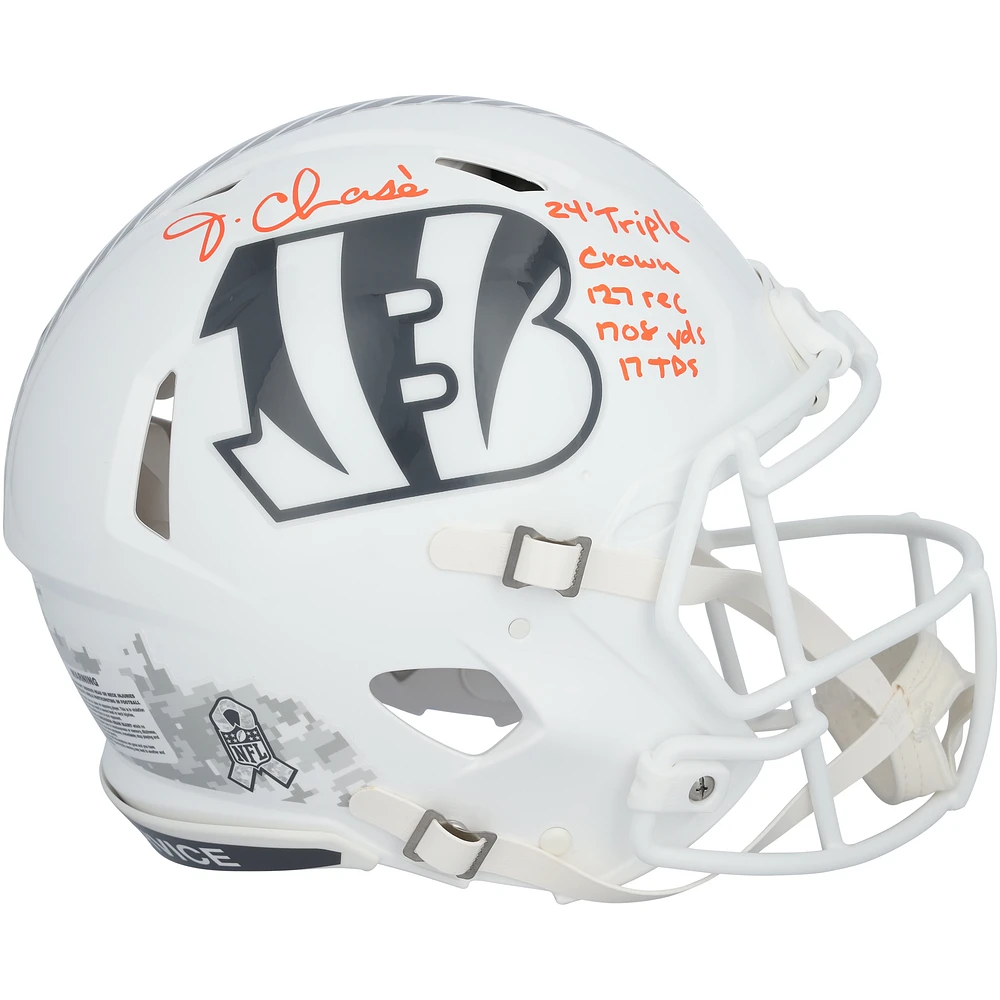 Ja'Marr Chase Cincinnati Bengals Autographed Riddell Speed Authentic Helmet with Multiple Inscriptions