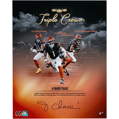 Ja'Marr Chase Cincinnati Bengals Autographed 16" x 20" 2024 Triple Crown Collage Photograph