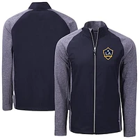 Men's Cutter & Buck  Heather Navy LA Galaxy Adapt Eco Knit Hybrid Recycled Full-Zip Jacket