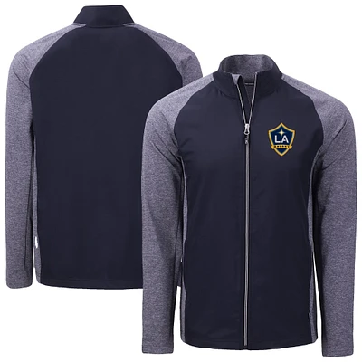 Men's Cutter & Buck  Heather Navy LA Galaxy Adapt Eco Knit Hybrid Recycled Full-Zip Jacket