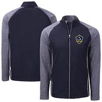 Men's Cutter & Buck  Heather Navy LA Galaxy Adapt Eco Knit Hybrid Recycled Full-Zip Jacket