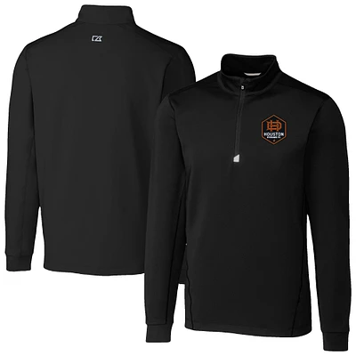 Men's Cutter & Buck  Black Houston Dynamo FC Traverse Stretch Eco Quarter-Zip Pullover Top