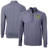 Men's Cutter & Buck Heather Navy Nashville SC Big Tall Adapt Eco Knit Quarter-Zip Top