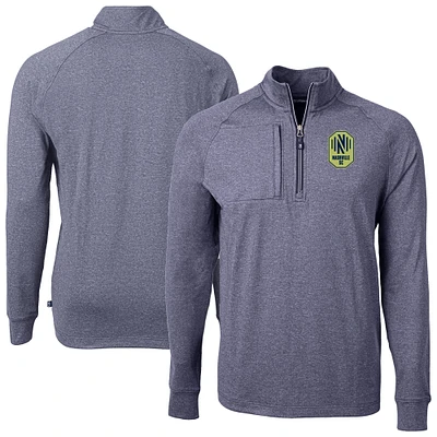 Men's Cutter & Buck Heather Navy Nashville SC Big Tall Adapt Eco Knit Quarter-Zip Top