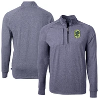 Men's Cutter & Buck Heather Navy Nashville SC Big Tall Adapt Eco Knit Quarter-Zip Top