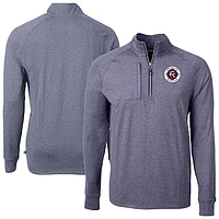 Men's Cutter & Buck Heather Navy New England Revolution Big Tall Adapt Eco Knit Quarter-Zip Top