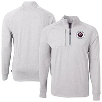 Men's Cutter & Buck Heather Gray New England Revolution Big Tall Adapt Eco Knit Quarter-Zip Top