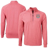 Men's Cutter & Buck Heather Red New York Bulls Big Tall Adapt Eco Knit Quarter-Zip Top
