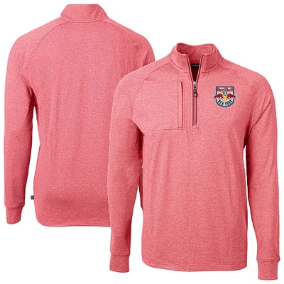 Men's Cutter & Buck Heather Red New York Bulls Big Tall Adapt Eco Knit Quarter-Zip Top