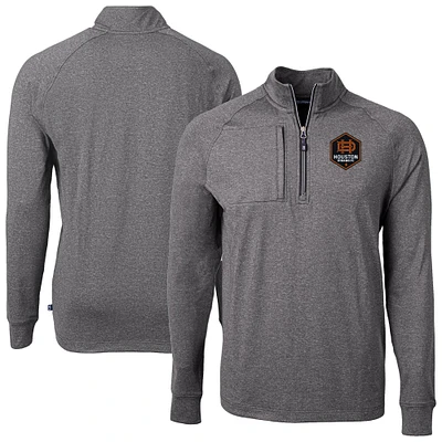 Men's Cutter & Buck Heather Black Houston Dynamo FC Big Tall Adapt Eco Knit Quarter-Zip Top