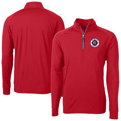 Men's Cutter & Buck New England Revolution Big Tall Adapt Eco Knit Stretch Recycled Quarter-Zip Pullover