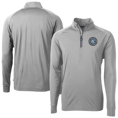 Men's Cutter & Buck  Gray New York City FC Big Tall Adapt Eco Knit Stretch Recycled Quarter-Zip Pullover