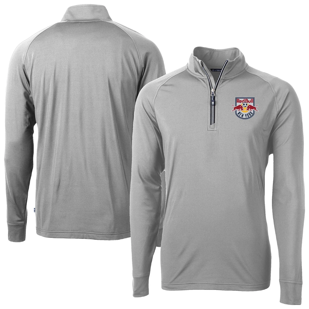 Men's Cutter & Buck Gray New York Red Bulls Big Tall Adapt Eco Knit Stretch Recycled Quarter-Zip Pullover