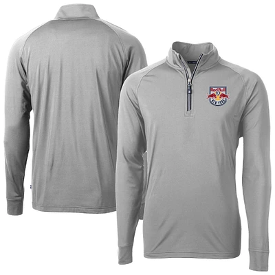 Men's Cutter & Buck  Gray New York Red Bulls Big Tall Adapt Eco Knit Stretch Recycled Quarter-Zip Pullover