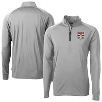 Men's Cutter & Buck  Gray New York Red Bulls Big Tall Adapt Eco Knit Stretch Recycled Quarter-Zip Pullover