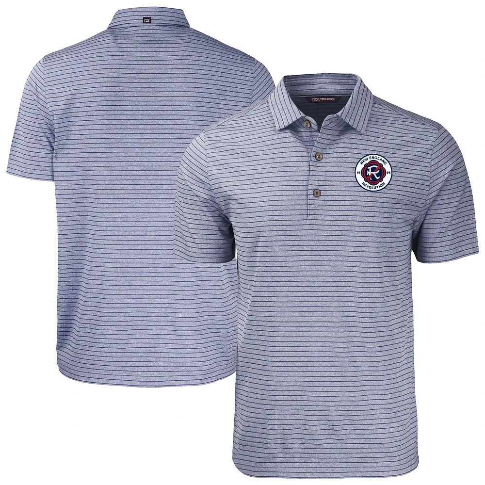 Men's Cutter & Buck Heather Navy New England Revolution Big Tall Forge Eco Stripe Stretch Recycled Polo