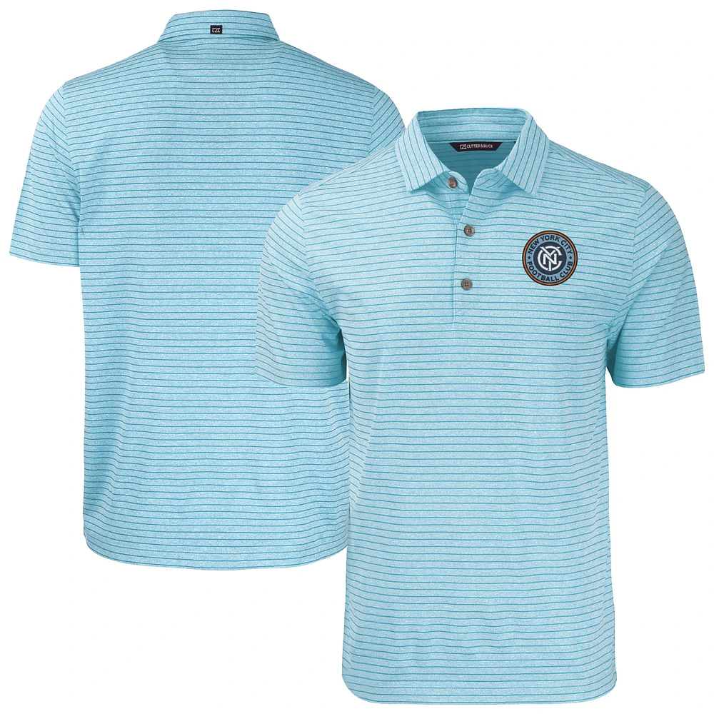 Men's Cutter & Buck Heather Powder Blue New York City FC Big Tall Forge Eco Stripe Stretch Recycled Polo